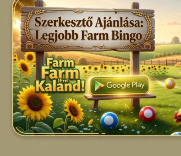 Vidám farmos bingo jelenet napraforgókkal és színes bingo golyókkal